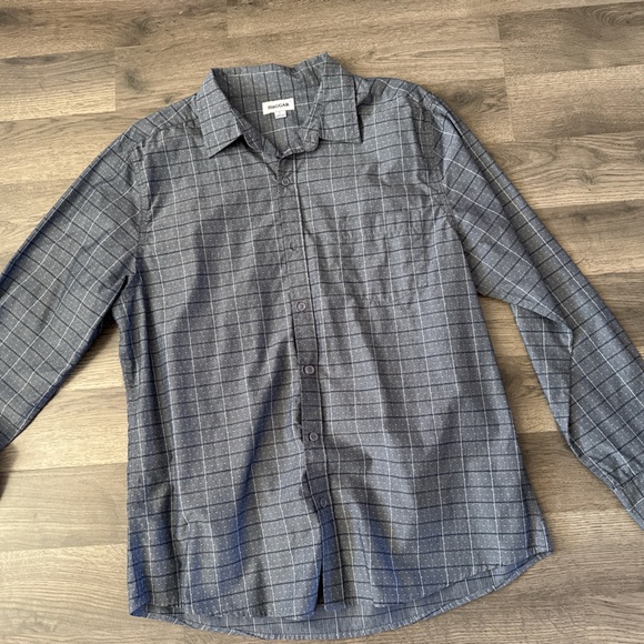 Haggar Men's Charcoal Plaid Button Down Shirt - Picture 3 of 3
